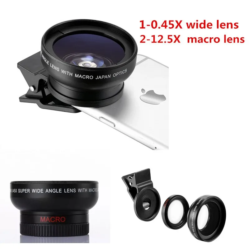 Macro Mobile Lens 0.45X Super Wide Angle Lens 37mm Digital High Definition for iphone 6 6s 6plus