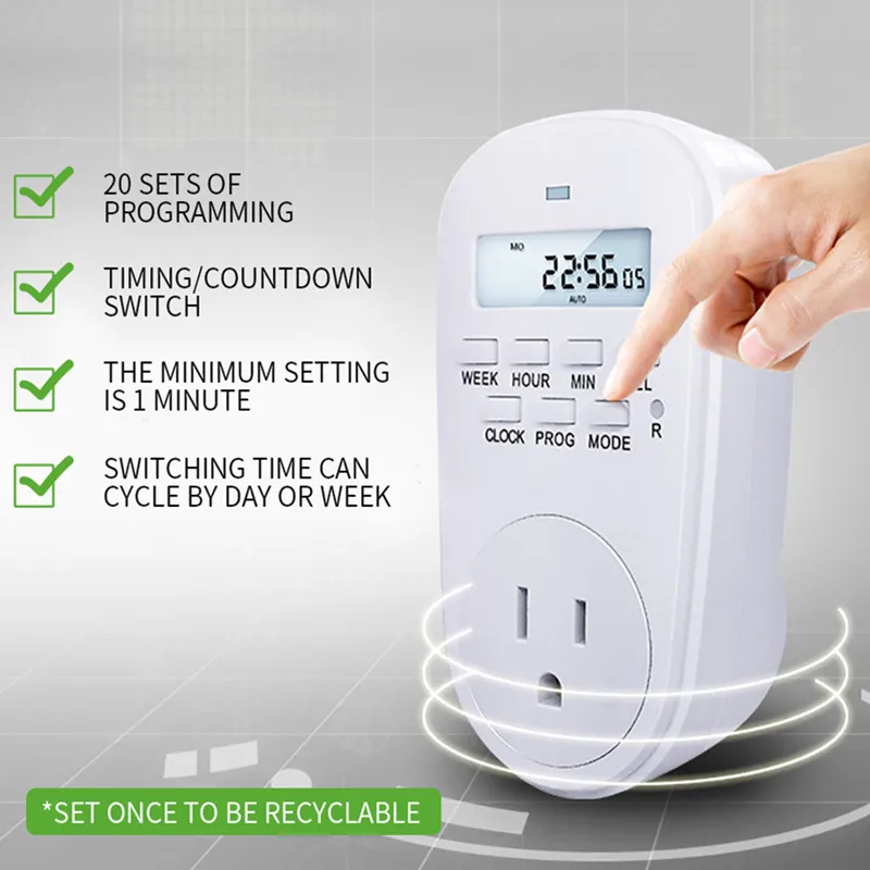 Smart Digital Timer Control Socket LCD Display EU&US Plug Automatic Countdown Timer Switch With