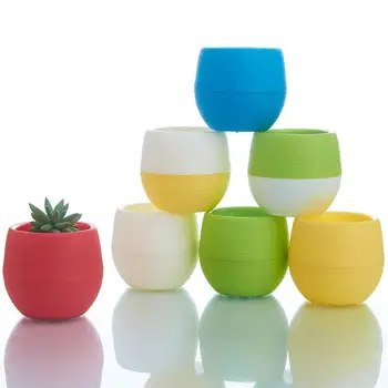 

POCKETGARDEN 10 pieces Rainbow Stone Pot Plants Pots lazy storage pot Round Plastic Plant Flower Pot Home Office Decor Planter