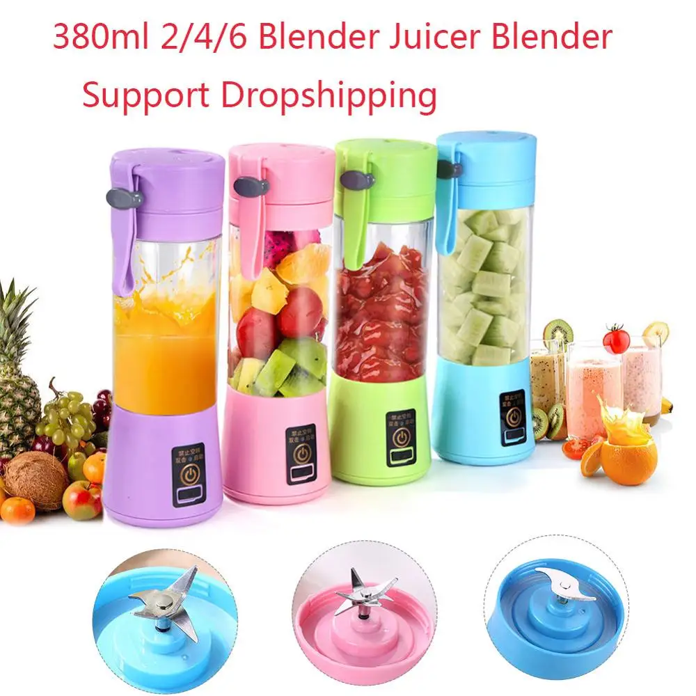 

380ml 2/4/6 Blender Juicer Cup USB Rechargeable Electric Automatic Vegetable Fruit Citrus Orange Juice Maker Cup Mixer Bottle