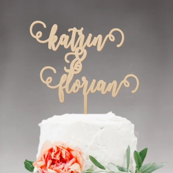 

Rustic Wedding Cake Topper Monogram Wood Cake Topper Personalized with YOUR First Names Design