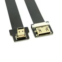 Free Shipping 90 Degree Up Angled FPV Micro HDMI Male to Mini HDMI FPC Flat Cable 50cm for GOPRO Multicopter Aerial Photography