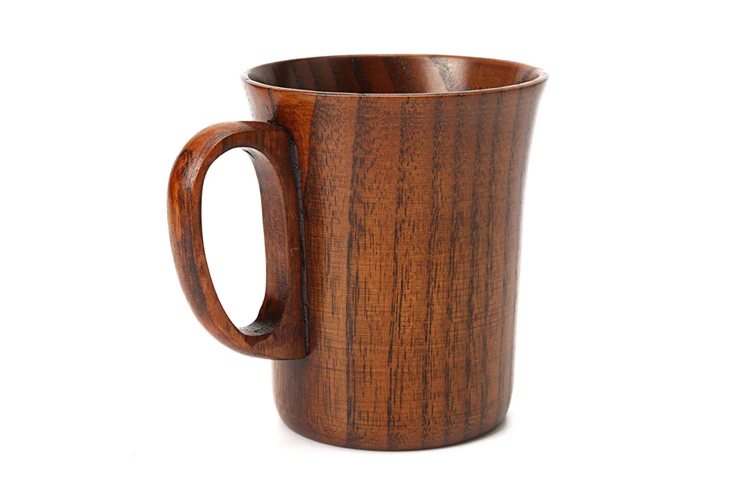 300ml Primitive Wooden Beer Mugs with Handle Natural Wood Mug Coffee Cup Tableware Kitchen Supply (3)