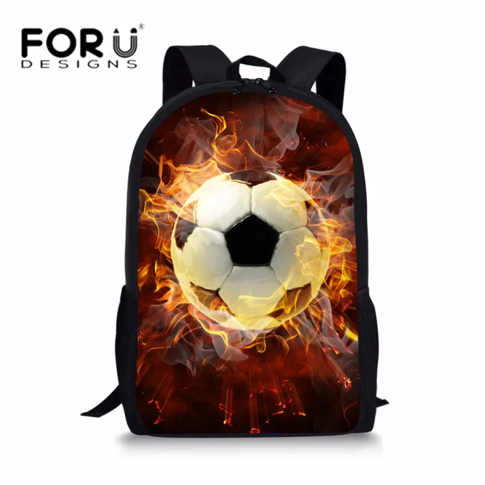 FORUDESIGNS/детей школьные ранцы для мальчиков 3D Льда и Огня Soccerly/Ножной Мяч Узор ортопедический Рюкзак Детские книжные сумки 3 шт./компл - Цвет: W348C