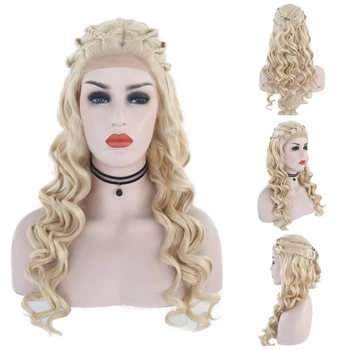 

JOY&BEAUTY Game of Thrones Daenerys Targaryen Wig 24" Synthetic Lace Front Wig Long Wavy Hair Heat Resistant Fiber Cosplay Wig