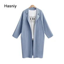 Hasniy spring cute trench coat women elegant streetwear pockets longer outwear female casual brief 2018 fashion trench coat