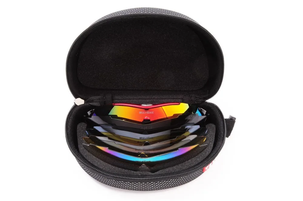 Wolfbike يستقطب 5 عدسة الدراجات نظارات الشمس نظارات الرجال الرياضة دراجة دراجة نظارات شمسية القيادة التزلج نظارات الأحمر
