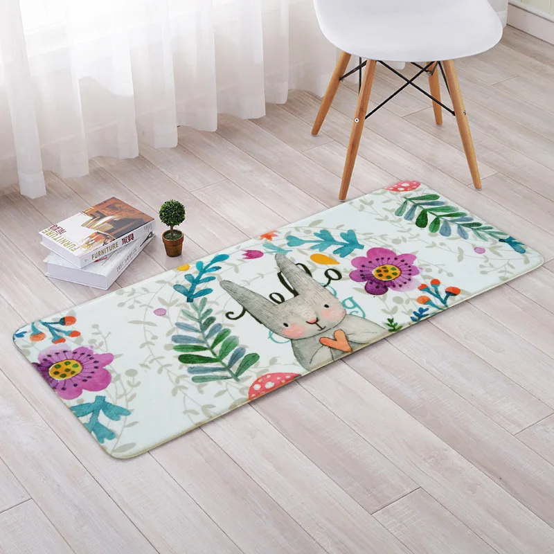 

Nordic Style Cartoon Rabbit Bath Mat For Bathroom Rectangle Toilet Mats Absorbent Non-slip Bunny Kitchen Rug