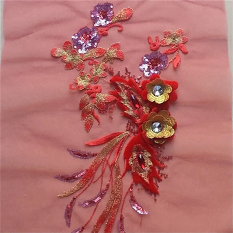 1pc Gold Pearl Paillette Lace Appliques Venice 3D Floral Embroidered Patches