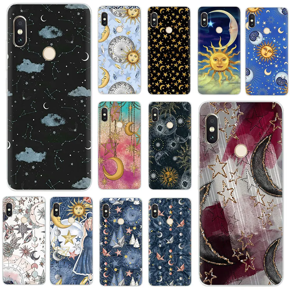 

Sun Moon Stars Colorful Hard Phone Cover Case for Xiaomi Mi Mix 2S Max 3 F1 5S 6 8 9 SE A2 Lite 6 A1 9T CC9e A3 pro