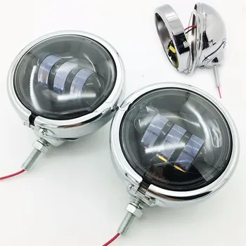 

Free Shipping Pair Motorcycle 4 1/2" LED Projector Auxiliary Passing Spot Fog Head Light Lamp 4.5 " Brackets For Harley Touring
