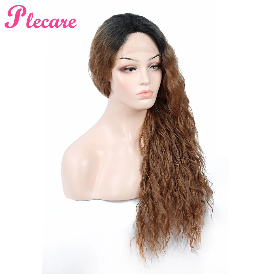 Plecare 28"Inch Blond Pruiken Kinky Curly Synthetic Lace Front Wig for Black Women High Temeperature Fiber Hair Pink Wigs