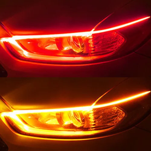 Audbic 30 см 45 см 60 см Универсальная автомобильная DRL светодиодная лента Гибкая течёт сигнальные огни поворота Авто ангельские глазки дневные ходовые огни - Цвет: Red-Yellow