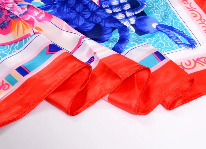[Bysifa] новый зимний квадратный атласный платок мусульманские платки для Для женщин 90*90 см Демисезонный семь Цвет шелковый шарф с цветами шаль