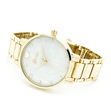 Nueva llegada de la manera de la madre de pearl dial reloj elegancia reloj de ginebra vestido de las mujeres relojes