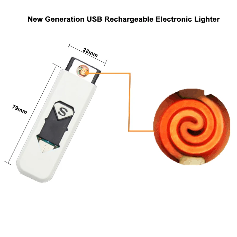 Ingelon USB Rechargeable Windproof Coil Slim Lighter Gadgets usb Electronic Cigarette cigar Lighter Portable Flameless Gadget (5)
