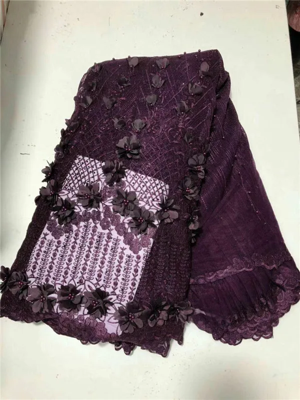 

green 3D Flower Upscale Style Lace Fabric beads Embroidered Guipure Net Lace African Wedding Dresses Sewing Mesh Material wine