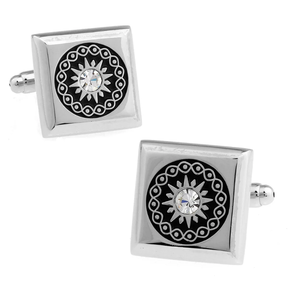 

Classic The French Shirt Steel Cuff links Crystal The Sun Flower Design Cufflinks for mens Jewelry 171015