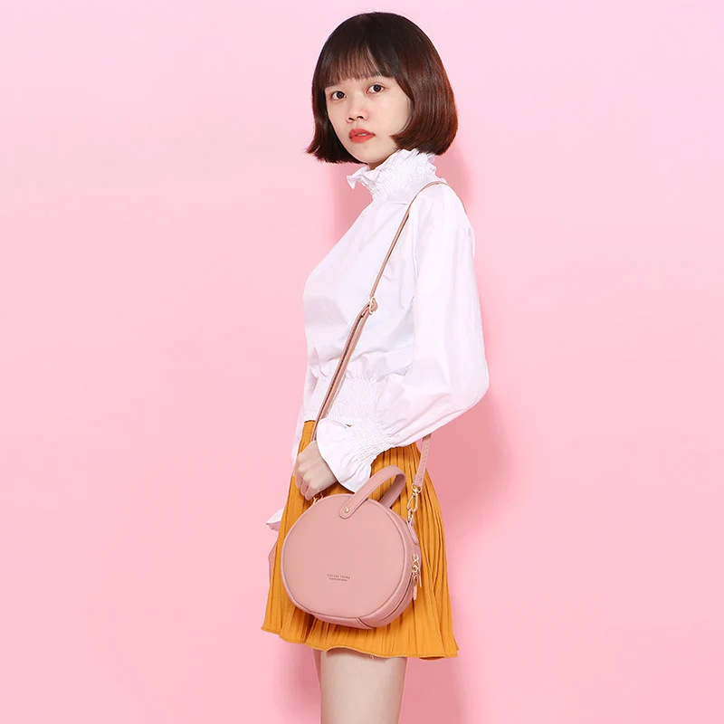 WEICHEN Circular Design Women Shoulder Bag Leather Small Crossbody Messenger Bags For Ladies Round Female Handbag Bolsa