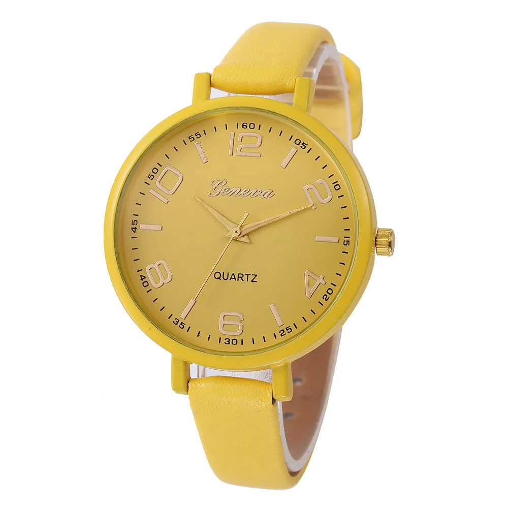 Дизайн Для женщин часы с большим циферблатом, Искусственная кожа аналоговые кварцевые часы для дам со скидкой часы Для женщин часы Montre Femme# BL5
