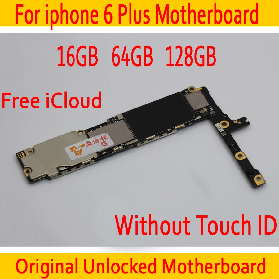 

without Touch ID for iphone 6 Plus Motherboard,Original unlocked for iphone 6P Mainboard with Clean iCloud,16GB / 64GB / 128GB