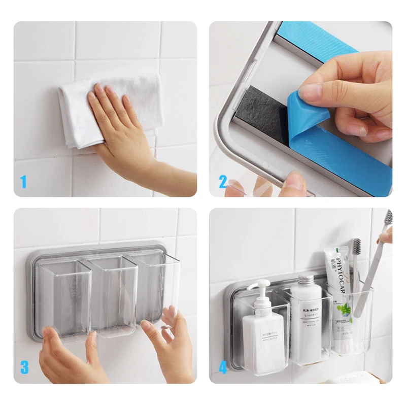 Billig Wall mounted Storage Box Free Punching Toilet Bathroom Vanity Cosmetic Rack Organizer Kitchen Tableware Storage Organizers