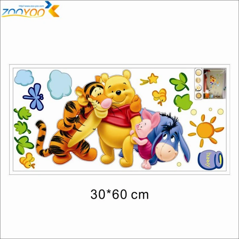 Cartoon Winnie the Pooh Wall Stickers For Kids Rooms Sofa Bedroom Home Decor Baby Bear PVC Wall Decals DIY Wallpaper Mural Art