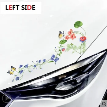 

LEFT SIDE Car Decoration Stickers Cover Hood Sticker Car Head Cover Engine Personality Creative Stickers Lotus Butterfly