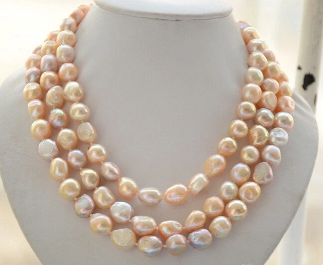

FREE shipping>>>>>z6470 3strands 15mm PINK LAVENDER BAROQUE freshwater cultured pearl necklace