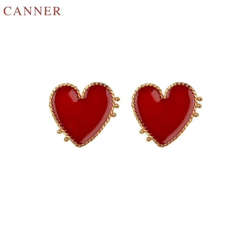 Red Heart Stud Earrings for Women Gold Love Heart Earrings Fashion Jewelry boucle d