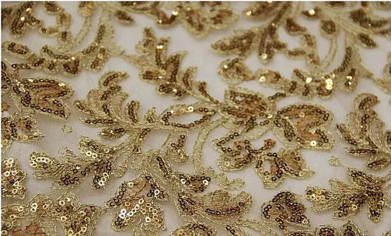 

gold lace fabric, gold sequin embroidered lace, golden sequin embroidered tulle lace fabric for bridal dress