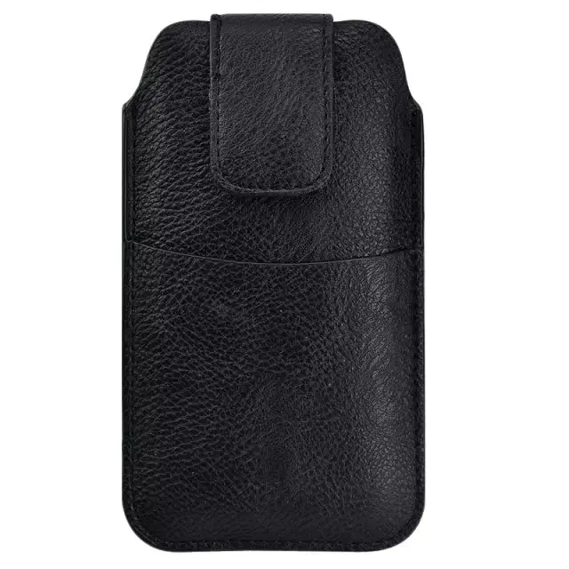 Поясная сумка с карманами для iPhone 6, 6 S, 7, 8 Plus, X, чехол-кобура из искусственной кожи, чехлы для телефонов для samsung/LG/Nokia/htc/huawei/Asus/Xiaomi - Цвет: Черный