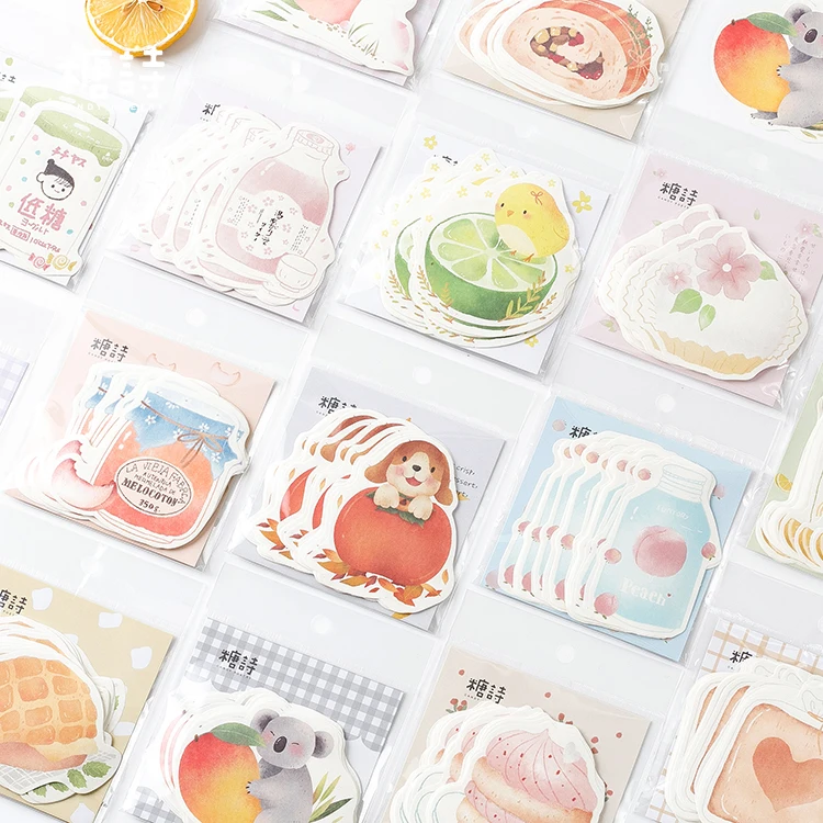 

30sheet/lot Delicious Radio Series Planner Sticky Notes Memo Pad Sticky Note Non-Adhesive Torn Pocket Book Collage