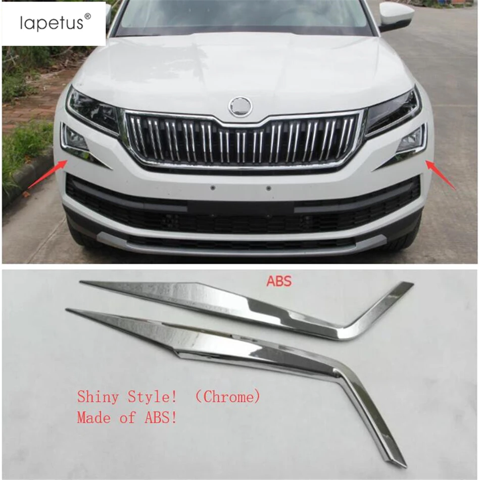 Lapetus Accessories Fit For Skoda Kodiaq Front Fog Lights Lamps Eyelid Eyebrow Strip Molding Cover Kit Trim / ABS