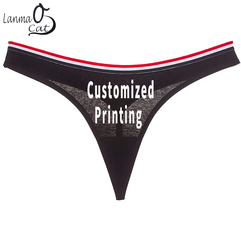 

Lanmaocat Sexy G String Panty Women Custom Design Print Logo Picture G String Underwear Female Cotton DIY Pantry Free Shipping