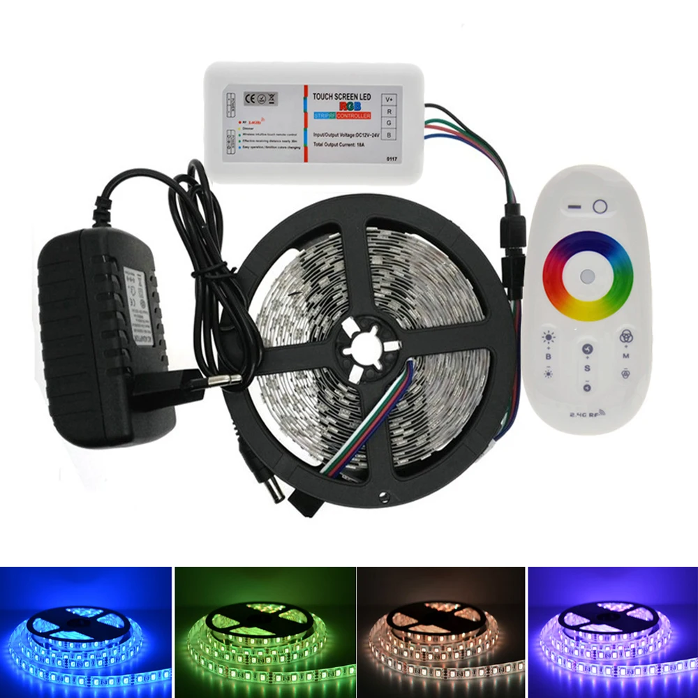 5 м 5050 RGB/RGBW/RGBWW набор светодиодных лент с сенсорным экраном 2 4G RF пульт