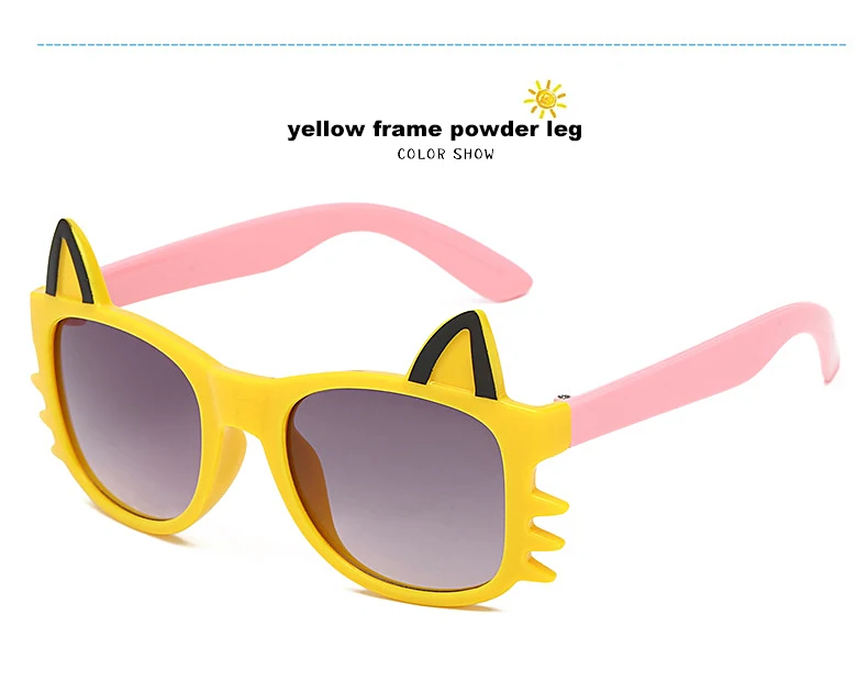 MINIMUM Children Cute Cat Head Type Fashion Sunglasses Sunshade Ultra-light Frame Clear Lens Sunshades Girls Sun glasses1 (7)