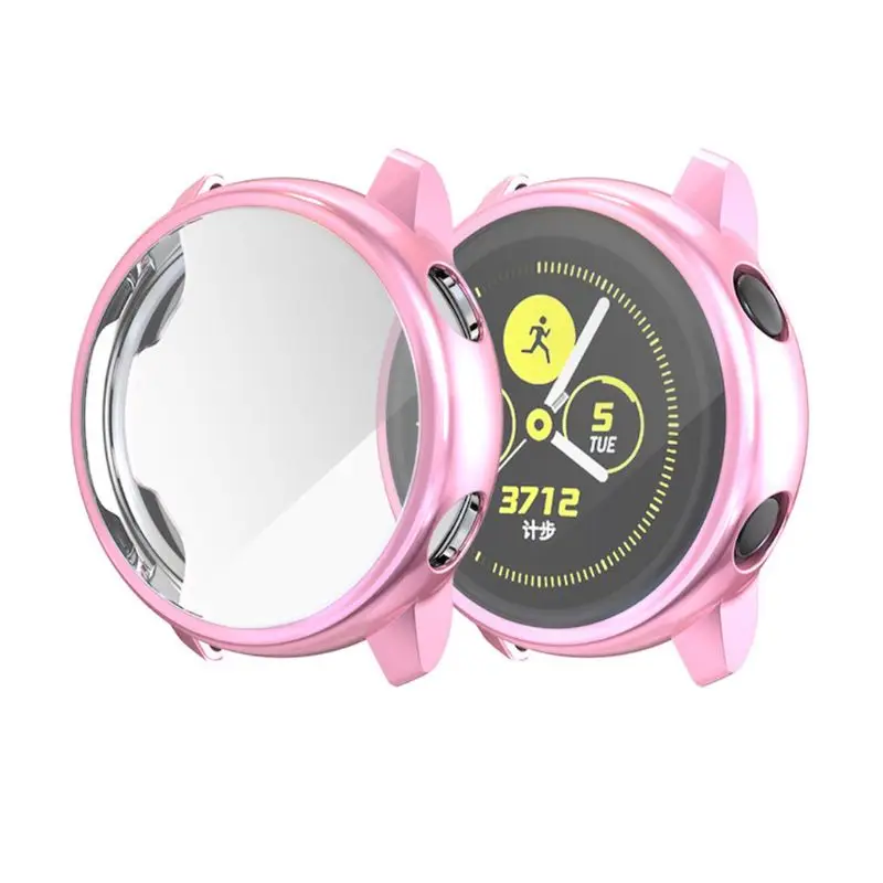 Защитный чехол, полый чехол, ТПУ, противоударный, против царапин, спортивные аксессуары для samsung Galaxy Watch Active - Цвет: Pink