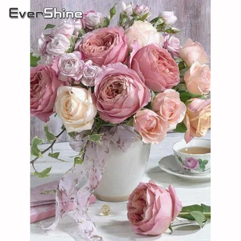 

Evershine Diamond Painting Flower Rhinestone Pictures Diamond Mosaic Crystal Full Square Drill Diamond Embroidery Beaded Gift