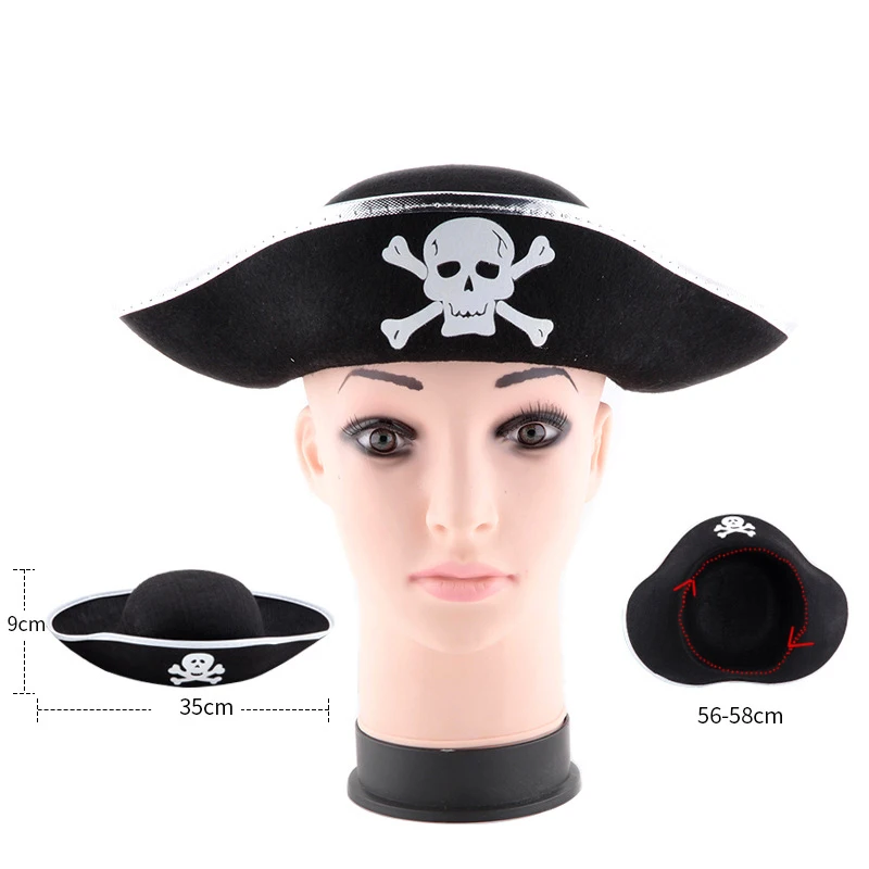 

Fashion Skull Print Pirate Captain hat Halloween Masquerade Cosplay Props Cap Stage Performance Accessory