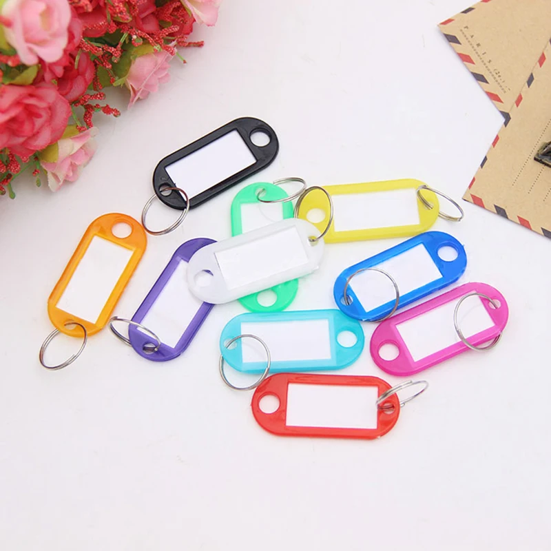 

1/10 Pcs Plastic Keychain Key Tags Id Label Name Tags With Split Ring For Baggage Colorful Key Chains Key Rings