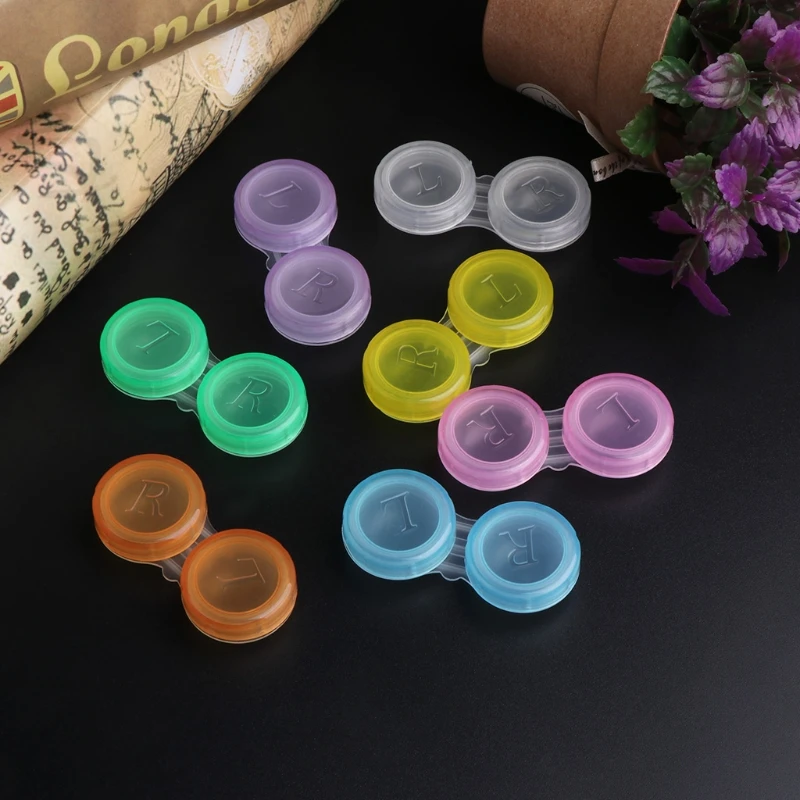 

10 Pcs/set contact lens L+R cases Storage Holder Soaking Container Travel Accessaries Random delivery