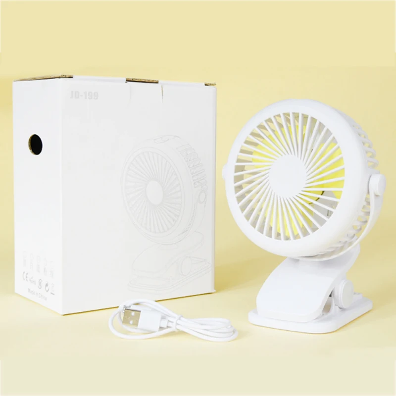 Ventilador portátil USB Ventilador Mini Ventilador de tres paletas Clip ventiladores para oficina ABS eléctrico escritorio litio Ventilador de Pedestal cuchillas
