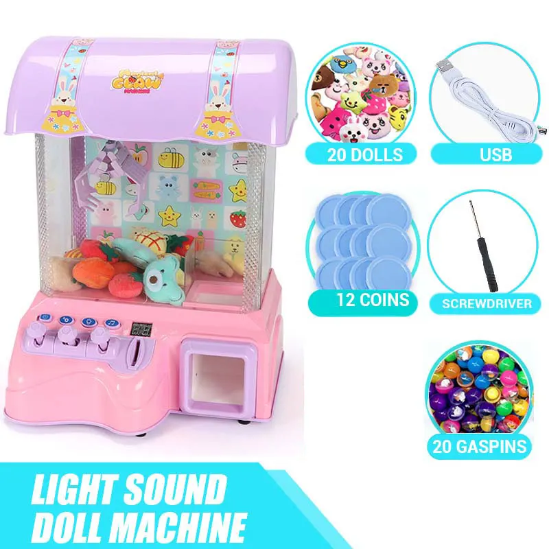 Children's Mini-catch Doll Machine Household Hanging Candy Clip Doll Toys Gashapon Game Coin Operated Game Doll Machine 14