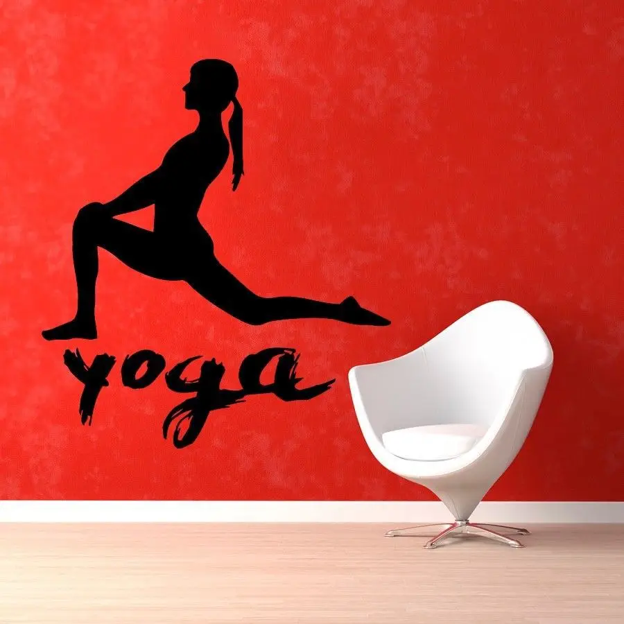 Yoga Vinyl Wall Decal Girl Fitness Gym Woman Yoga Mural Art Wall