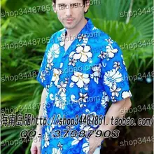 Рубашка «hainan» Хайнань гавайская рубашка Мужская хлопчатобумажная рубашка w832 Синий Гавайская рубашка 2XL 3XL