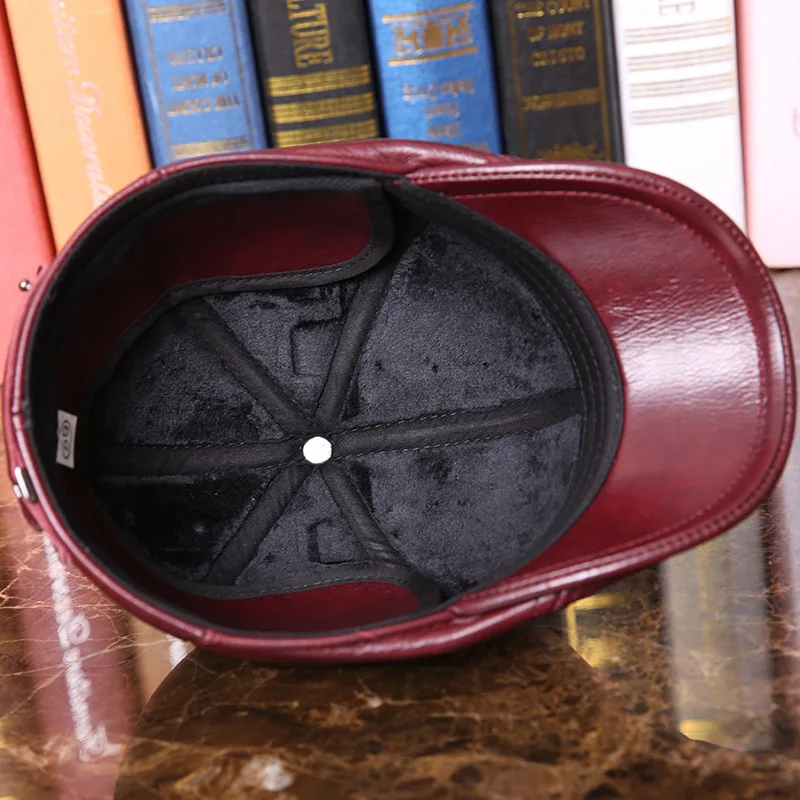 Billige Winter Männer Echtes Leder Hut Erwachsene Schaffell Baseball Caps Fashion Ohr Schutz Warme Kopfbedeckungen Kappe Baseball Hut B 7287
