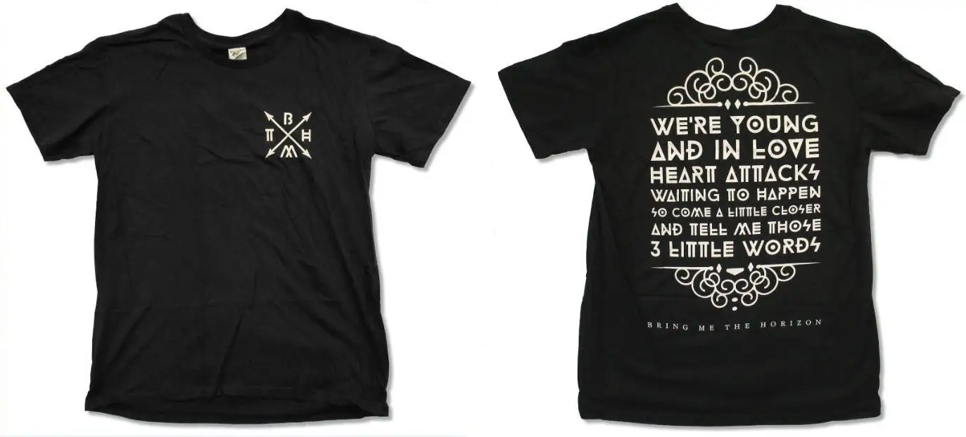 

BRING ME THE HORIZON "YOUNG & IN LOVE" BLACK T-SHIRT NEW OFFICIAL ADULT BMTH White O Neck Cotton T Shirt Game Shirt Top Tee