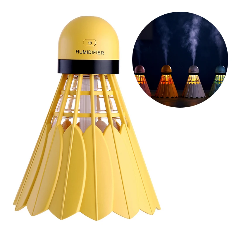 

Mini USB Badminton Shaped Air Humidifier Silent Diffuser Mist Maker Changing LED Night Light for Home Office Car