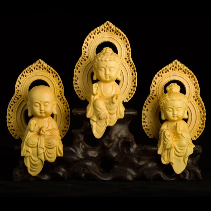 Goedkoop Houtsnijwerk boeddha standbeeld leuke cartoon heilige plaatsen Tibetaans Boeddhisme Boeddha standbeelden ornamenten ambachten standbeelden voor home decor